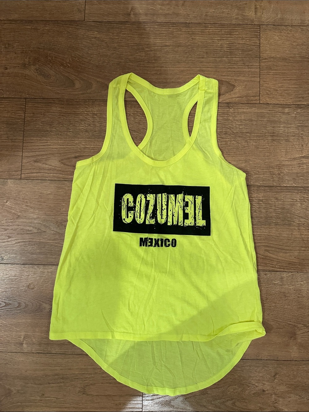 Cozumel Mexico Neon Yellow Racerback Tank